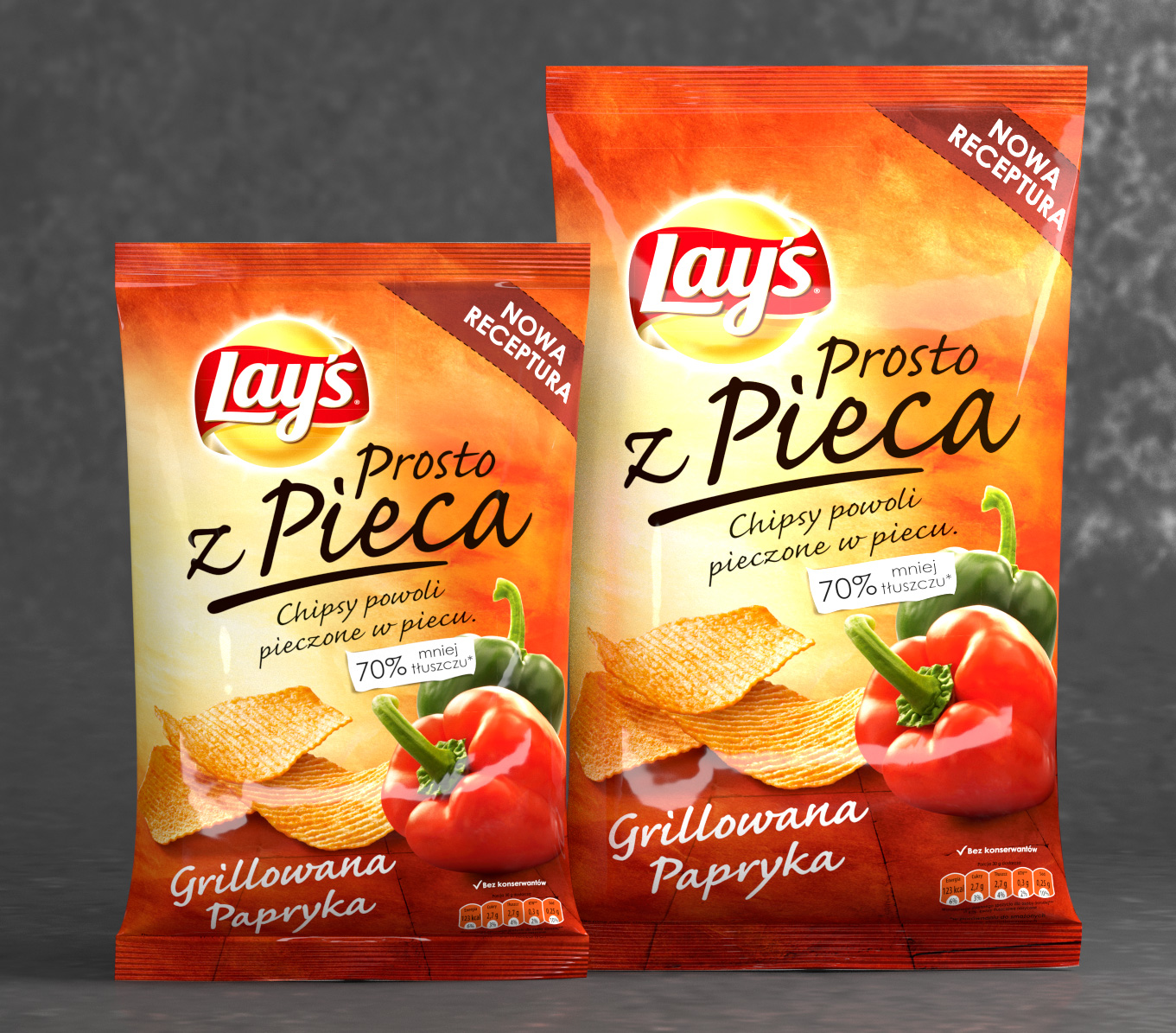 Render - wizualizacja 3D opakowania Lays przygotowanego do druku